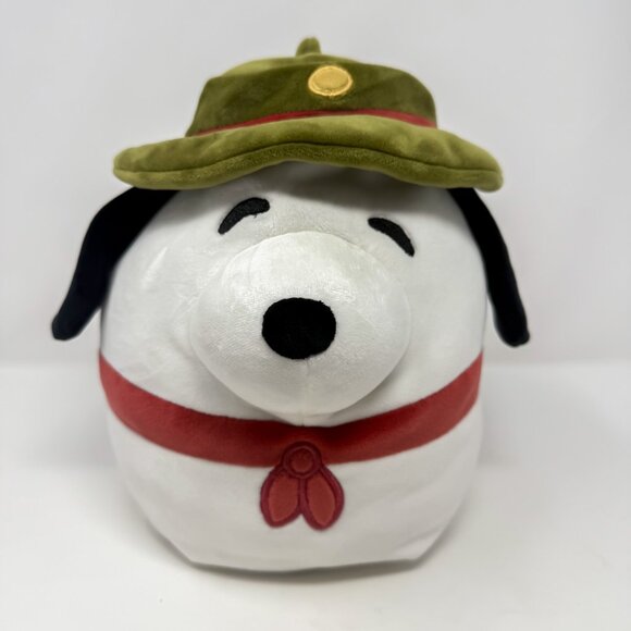 Squishmallow Plush Peanuts 8" Snoopy in Beagle Scout Outfit Kellytoy No Tags - Picture 1 of 8